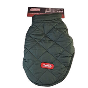 Coleman Pet Puffer Jacket Sz S Dog Buffalo Check Fleece Lined Reversible Green